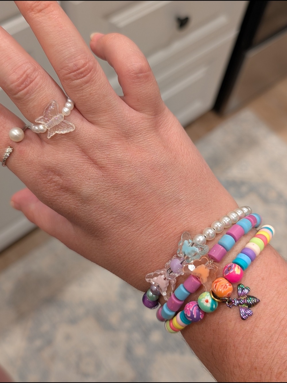 Beaded Butterfly Bracelet Set Multicolor